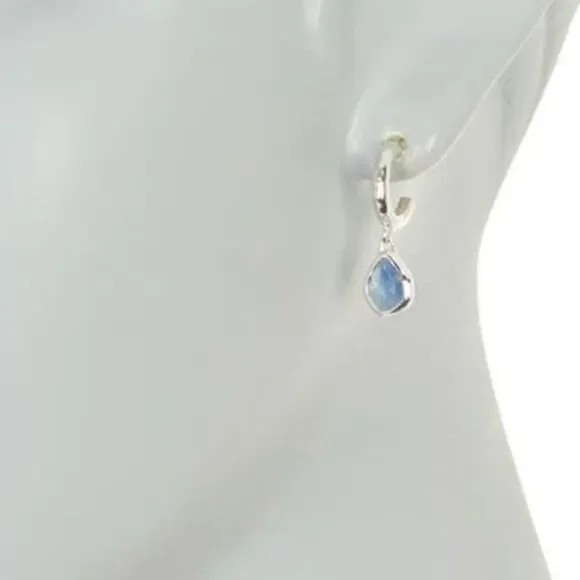 Monica‎ Vinader Sterling Silver Siren Mini Kyanite Nugget Huggie Earrings, NWT